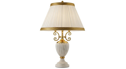 Ornate Table Lamp with Pleated White Shade and Gold Trim