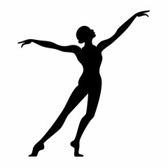 Elegant Silhouette: A poised dancer, captured in silhouette, embodies grace and fluidity, expressing the beauty of movement with outstretched arms and perfect form.