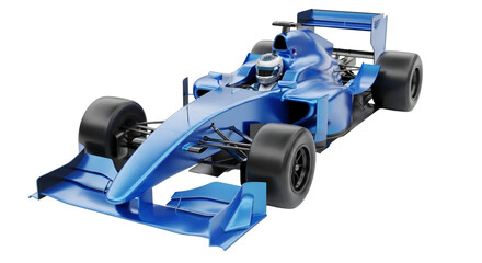 Blue Formula 1 Race Car with Driver Isolated racing