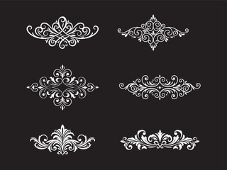 Fototapeta premium Elegant Floral Ornament Collection on Black Background