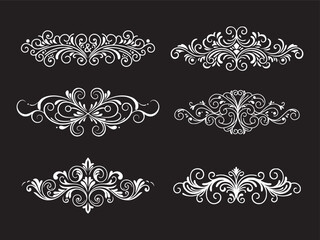 Naklejka premium Elegant Floral Ornament Collection on Black Background