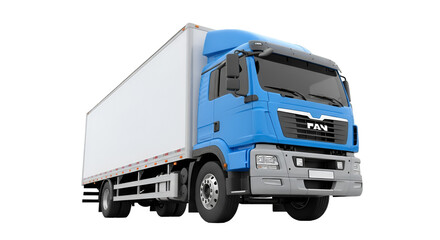 Blue Semi Truck with White Trailer Isolated graphic