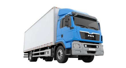Blue Semi Truck with White Trailer Isolated graphic
