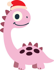 cute pink dinosaur wearing Christmas hat