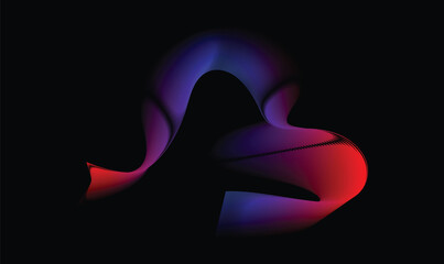 Neon Light Wave Background with Gradient Red, Blue, and Purple Glowing Curves on Black Background – Futuristic Digital Art Design