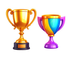 Pair of Champion Trophy Cup Designs, isolated on transparent background