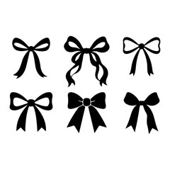 set of bows isolated on white background 