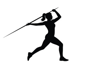Dynamic silhouette illustration of a female javelin thrower in action vector graphic for sports and athletics silhouette vector illustration white background