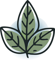 Hand-drawn doodle-style leaf icons on a white background