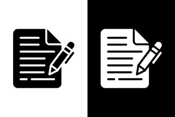 Pen and Document Icon. Business Management Signature and File Sign Vector