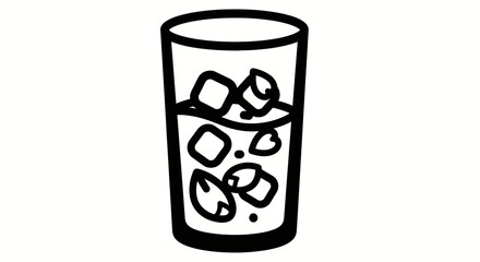 Glass of refreshing iced drink with ice cubes summer beverage.