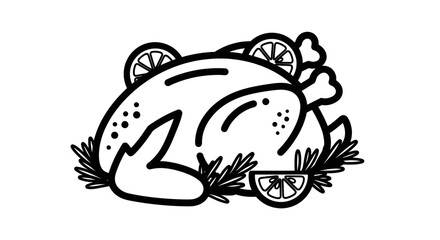 Roasted chicken with lemon slices and herbs a delicious culinary delight.
