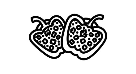 Two stylized bell peppers with intricate patterns and details.