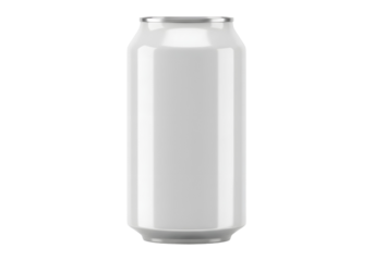 White aluminum can for mock up isolated on transparent background