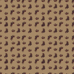 Gothic Flowers Design Pattern on Antique Taupe Brown Fabric