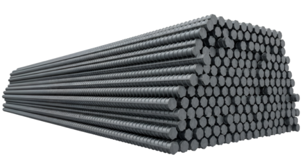 Stack of Gray Metal Rebar Rods graphic