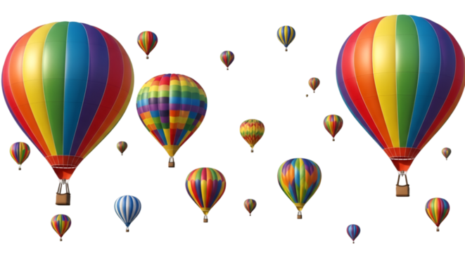 Colorful Hot Air Balloons Floating in Sky airship flight