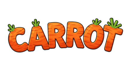 Word CAROT in Orange Carrot- Shaped Letters text