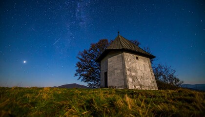 Stone Structure Under Starry Night Sky with Milky Way View