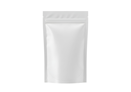 White pouch with a zipper mockup on transparent background