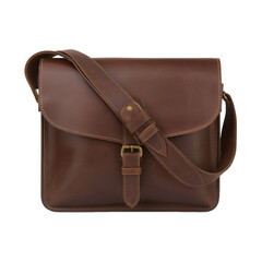 Durable and Fashionable Brown Leather Crossbody Bag with Buckle Closure