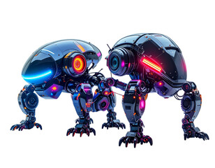 Cybernetic Mecha Scarab Pair, isolated on transparent background"