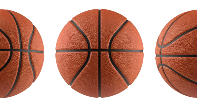 Three Basketballs in a Row on Black Background Keywords: basketball, sport, game, ball, round
