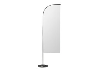 Promotional feather banner white outdoor event flag isolated on white background