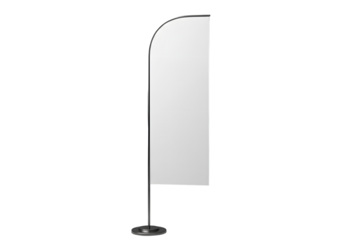 Promotional feather banner white outdoor event flag isolated on white background