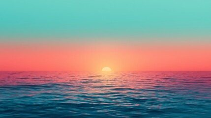 Obraz premium Serene ocean sunset with vibrant hues reflecting on gentle waves