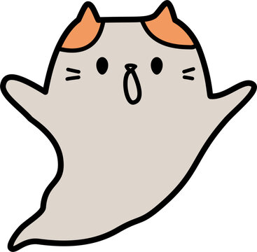 Naklejki color halloween doodle cat ghost 