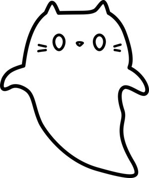 Naklejki color halloween doodle cat ghost 