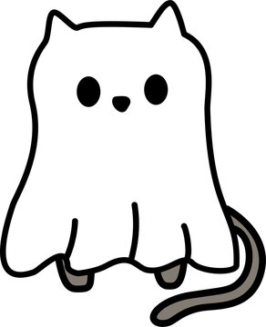 Naklejki color halloween doodle cat ghost 