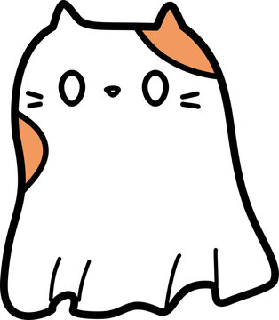 Naklejki color halloween doodle cat ghost 