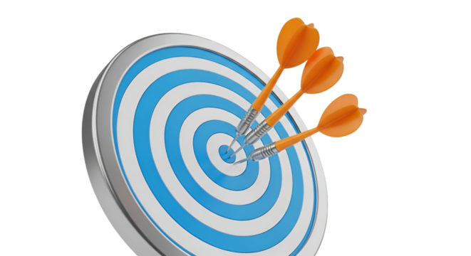 Three Orange Darts in a Target graphic image