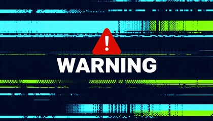 A virus alert warning displayed on a digital screen with red danger symbols and glitch effects, in a futuristic environment	