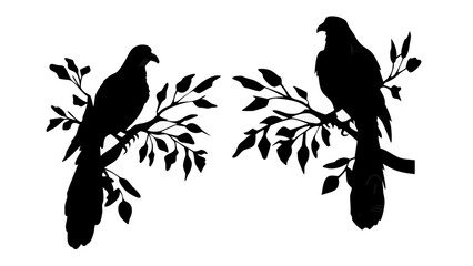 Obraz premium Majestic eagles perched on branches, a striking silhouette conveying power and freedom, perfect for nature themes or symbolic designs, originally a scalable graphic
