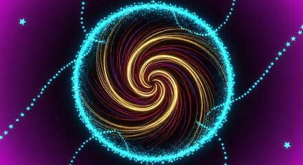 Naklejka premium Conceptual Abstract Swirling Vortex Mockup Template with Radiant Energy Particles, Ideal for Dynamic Futuristic Backgrounds and Digital Art Projects