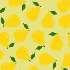 Pear Seamless Pattern. Vector Fruit Background. ideal for healthy food and summer themes.