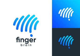 simple brain logo design. abstract line art brain technology vector design concept