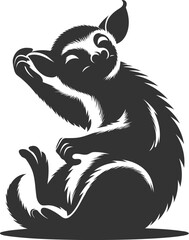 Obraz premium Aye-aye animal vector silhouette black illustration