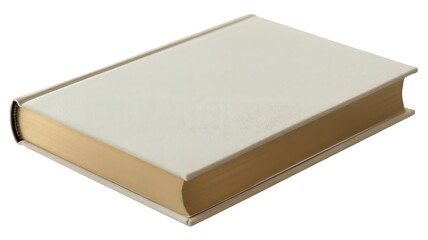 Fototapeta premium Isolated Blank Hardcover Book on White Background Ready for Your Story or Design Concept with a Beige Hue Aesthetic