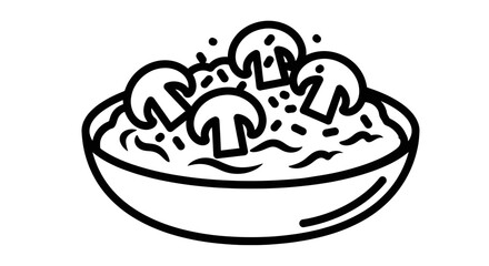 Fototapeta premium Delicious mushroom soup in a bowl with fresh mushrooms on top healthy meal.