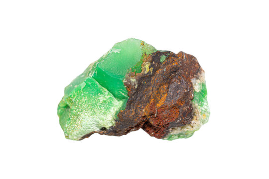 Chrysoprase (Chrysophrase/Chrysoprasus) gemstone on host rock, a gemstone variety of  chalcedony 