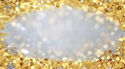 Golden confetti background with shimmering sparkles for celebration