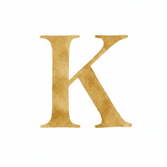 Celestial Script Golden English letters K isolated watercolor vector illustration svg