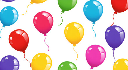 Seamless Colorful Party Balloons Pattern on White Background