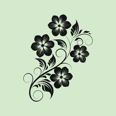 "Elegant Floral Whirl &ndash; Black & White Botanical Ornament"
