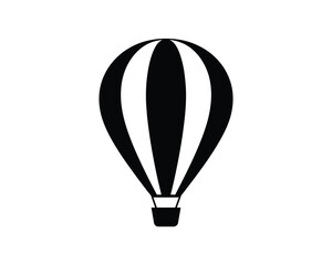 Fototapeta premium Minimalist black and white hot air balloon vector illustration for iconic designs and scalable graphics silhouette vector illustration white background