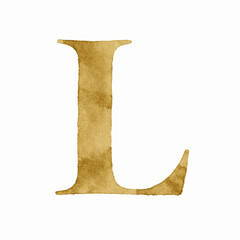 Opulent Alphabet Golden English letters L isolated watercolor vector illustration svg